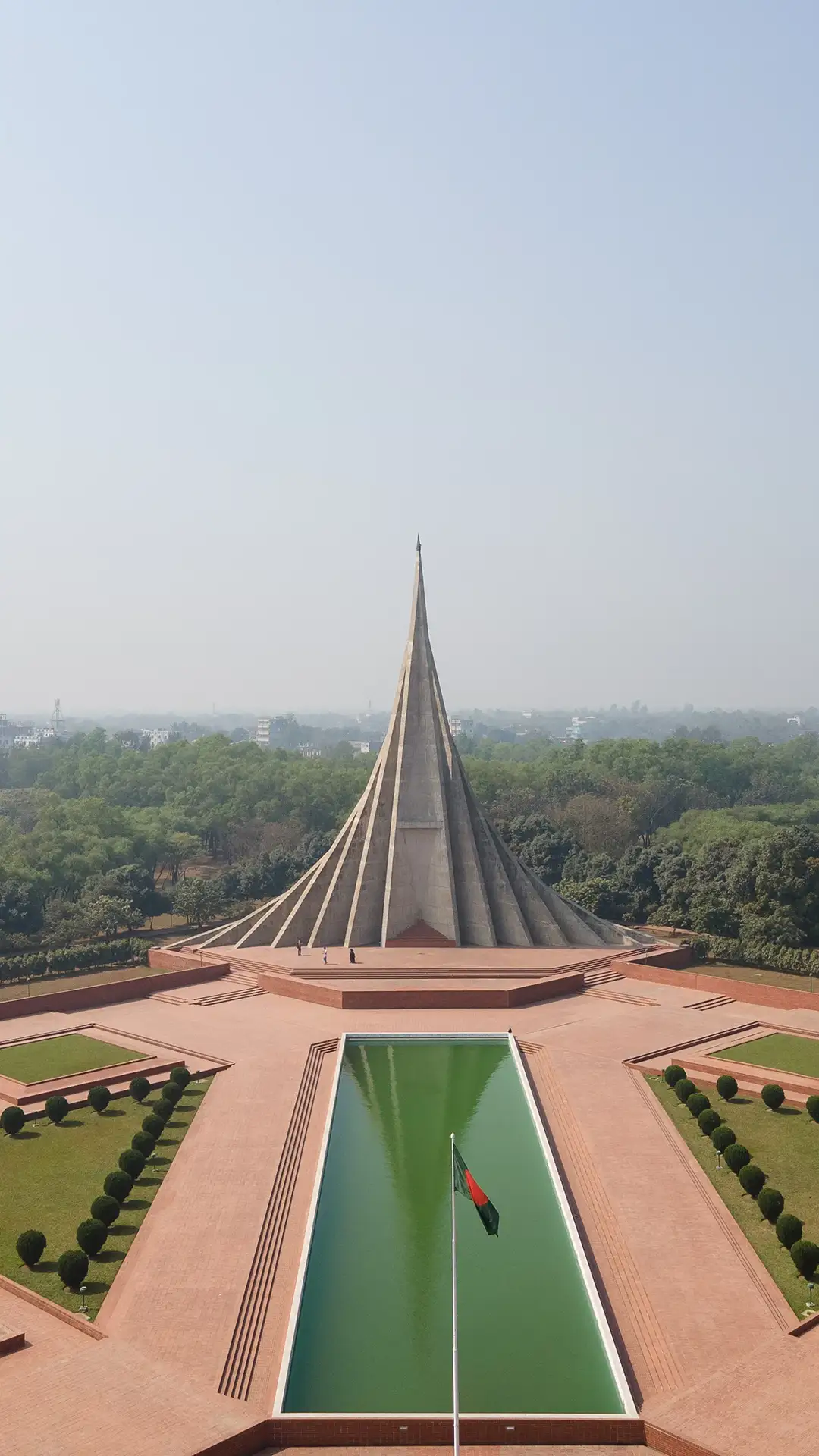 Drone view of National Martyr's Memorial of Bangladesh National Monument.
