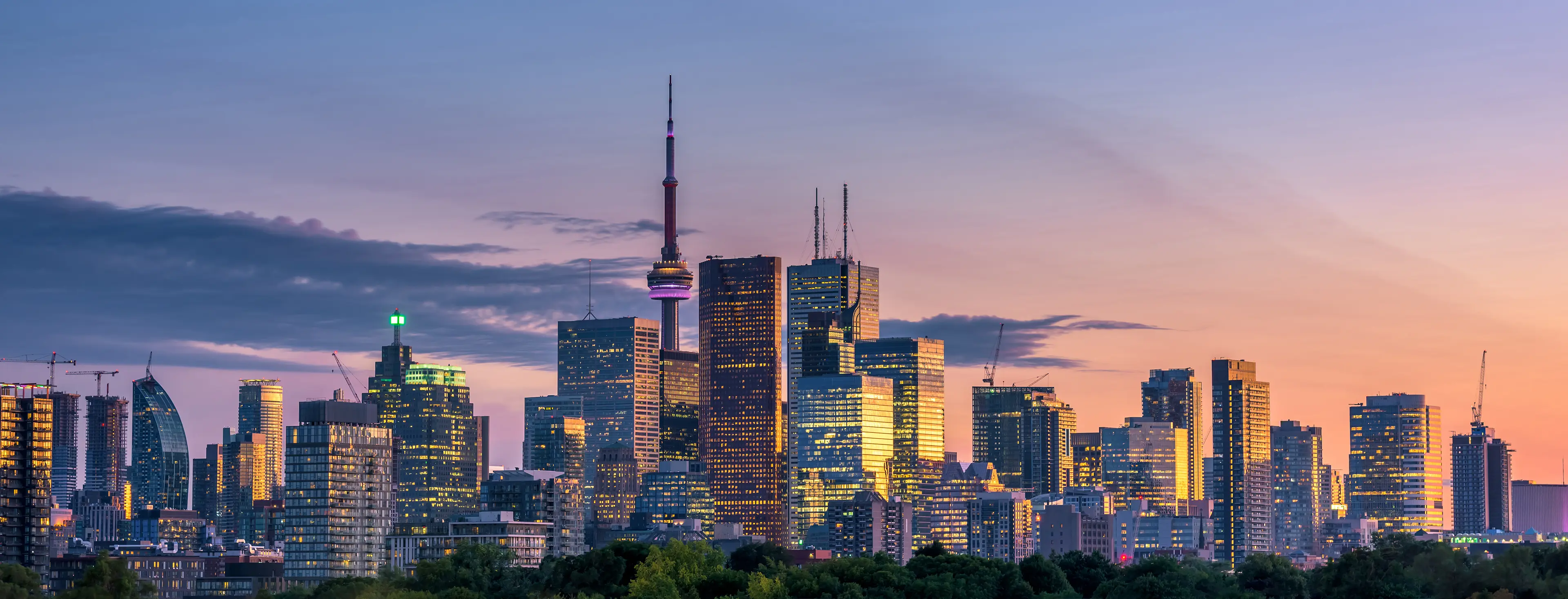 Toronto city view from Riverdale Avenue, Ontario, Canada.