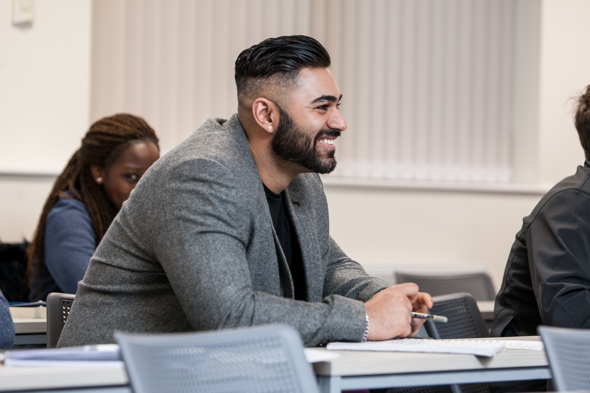 Postgraduate student in a classroom