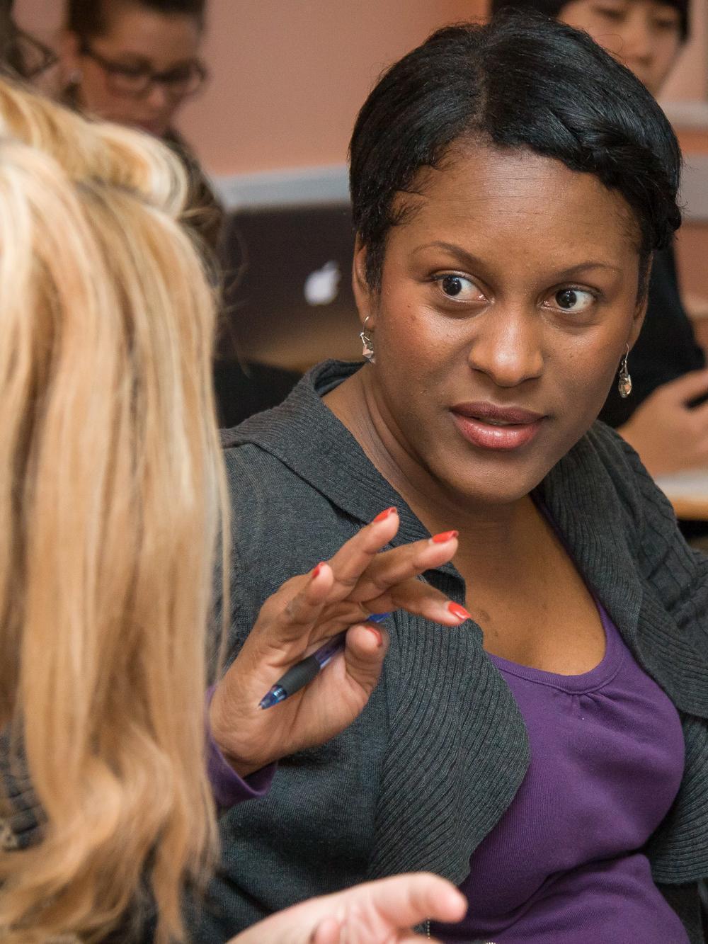 Two women in a business lecture